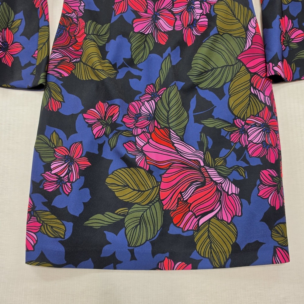 NWT Trina Trina Turk Pink Blue Floral Bell Sleeve Shift Dress Size 6 Retro Mod - Picture 3 of 12